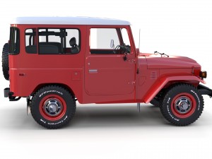 toyota land cruiser fj 40 red with interior and chassis 3D Model