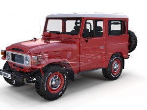 toyota land cruiser fj 40 red with interior and chassis 3D Model
