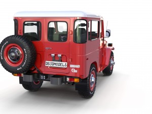 toyota land cruiser fj 40 red with interior and chassis 3D Model