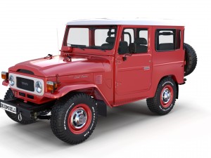 toyota land cruiser fj 40 red with interior and chassis 3D Model