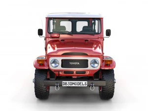 toyota land cruiser fj 40 red with interior and chassis 3D Model