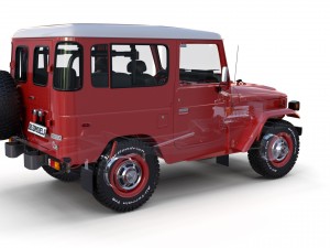 toyota land cruiser fj 40 red with interior and chassis 3D Model