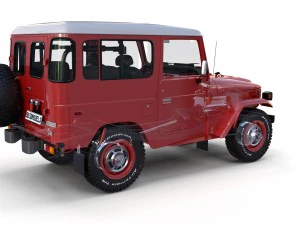 toyota land cruiser fj 40 red with interior and chassis 3D Model