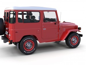 toyota land cruiser fj 40 red with interior and chassis 3D Model