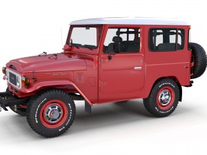 toyota land cruiser fj 40 red with interior and chassis 3D Model