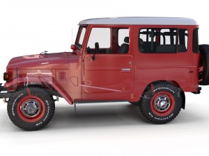toyota land cruiser fj 40 red with interior and chassis 3D Model