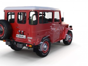 toyota land cruiser fj 40 red with interior and chassis 3D Model