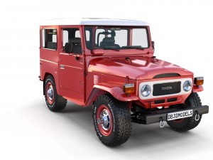 toyota land cruiser fj 40 red with interior and chassis 3D Model