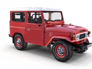 toyota land cruiser fj 40 red with interior and chassis 3D Model