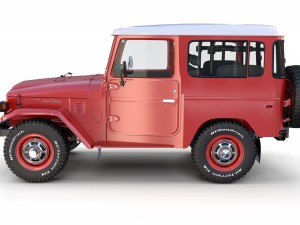 toyota land cruiser fj 40 red with interior and chassis 3D Model