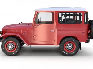 toyota land cruiser fj 40 red with interior and chassis 3D Model