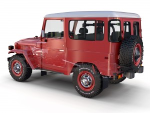 toyota land cruiser fj 40 red with interior and chassis 3D Model