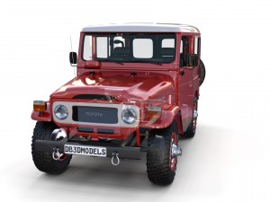 toyota land cruiser fj 40 red with interior and chassis 3D Model