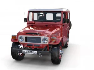 toyota land cruiser fj 40 red with interior and chassis 3D Model