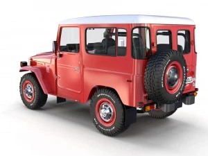 toyota land cruiser fj 40 red with interior and chassis 3D Model