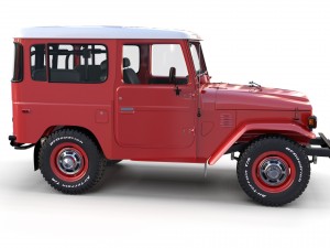 toyota land cruiser fj 40 red with interior and chassis 3D Model