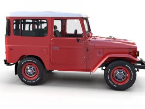toyota land cruiser fj 40 red with interior and chassis 3D Model
