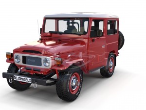 toyota land cruiser fj 40 red with interior and chassis 3D Model