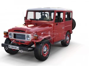 toyota land cruiser fj 40 red with interior and chassis 3D Model