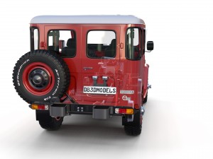 toyota land cruiser fj 40 red with interior and chassis 3D Model