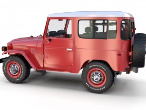 toyota land cruiser fj 40 red with interior and chassis 3D Model