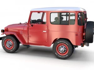 toyota land cruiser fj 40 red with interior and chassis 3D Model