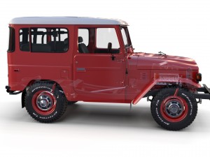 toyota land cruiser fj 40 red with interior and chassis 3D Model