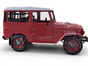 toyota land cruiser fj 40 red with interior and chassis 3D Model