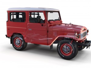 toyota land cruiser fj 40 red with interior and chassis 3D Model