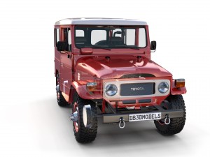 toyota land cruiser fj 40 red with interior and chassis 3D Model