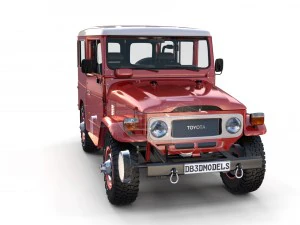 toyota land cruiser fj 40 red with interior and chassis 3D Model