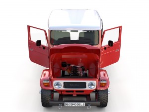 toyota land cruiser fj 40 red with interior and chassis 3D Model