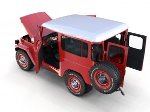 toyota land cruiser fj 40 red with interior and chassis 3D Model