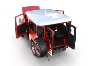 toyota land cruiser fj 40 red with interior and chassis 3D Model