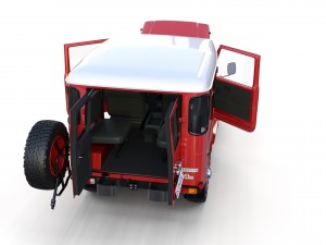 toyota land cruiser fj 40 red with interior and chassis 3D Model