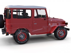 toyota land cruiser fj 40 red with interior and chassis 3D Model