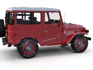 toyota land cruiser fj 40 red with interior and chassis 3D Model