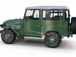toyota land cruiser fj 40 green with interior and chassis 3D Модель
