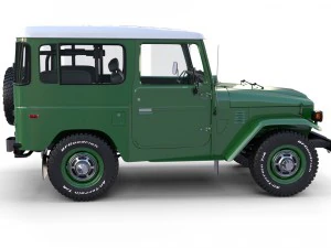 toyota land cruiser fj 40 green with interior and chassis 3D Model