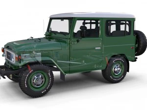 toyota land cruiser fj 40 green with interior and chassis 3D Model