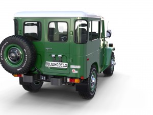 toyota land cruiser fj 40 green with interior and chassis 3D Модель