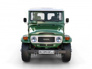 toyota land cruiser fj 40 green with interior and chassis 3D Модель
