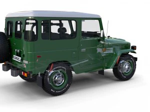 toyota land cruiser fj 40 green with interior and chassis 3D Model
