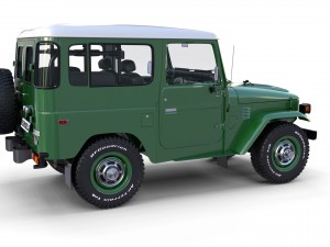 toyota land cruiser fj 40 green with interior and chassis 3D Модель