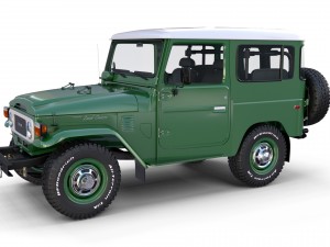 toyota land cruiser fj 40 green with interior and chassis 3D Модель