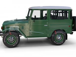 toyota land cruiser fj 40 green with interior and chassis 3D Model