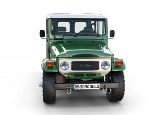 toyota land cruiser fj 40 green with interior and chassis 3D Model