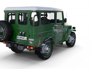 toyota land cruiser fj 40 green with interior and chassis 3D Модель