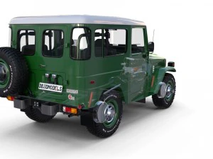 toyota land cruiser fj 40 green with interior and chassis 3D Model