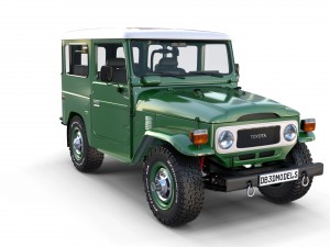 toyota land cruiser fj 40 green with interior and chassis 3D Модель